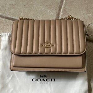 Coach Klare Crossbody Bag With Linear Quilting Taupe Leather